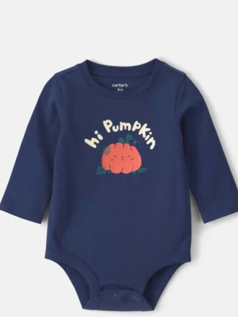 Baby Boy 'Hi Pumpkin' Long-Sleeve Graphic Bodysuit - Navy Blue
